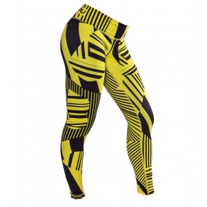 OMPU Fitted Tights "Abstract" Black/Yellow